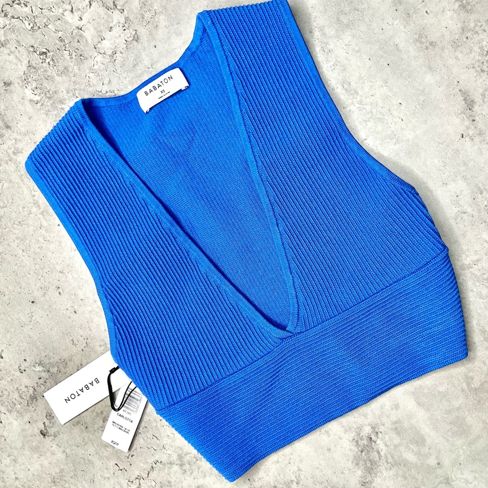 BNWT Aritzia Babaton “Carlotta” Sculpt Knit Deep V Tank